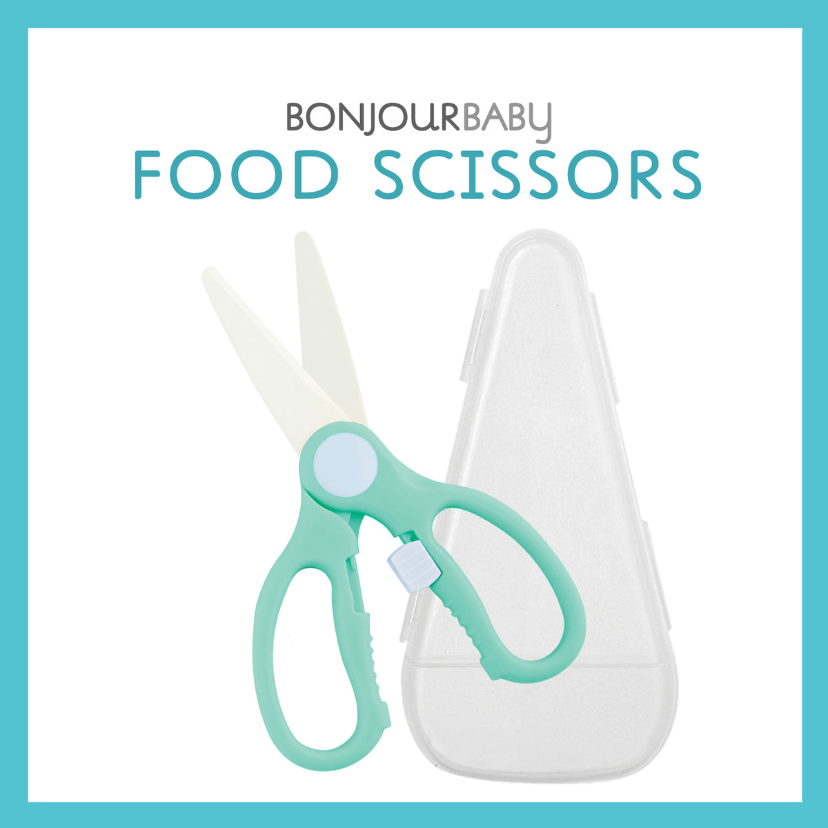 Baby Food Scissors Ceramic，Portable Baby Food Scissors without BPA With Box  And Dust Cover (Green)