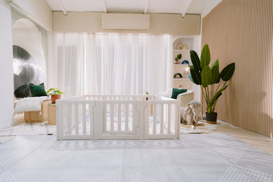 *Pre-Order June 12 shipout* 12-Panel Lagom Playpen with FREE 2 sets Mix and Match Mats (Gray)