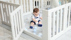 *Pre-Order June 12 shipout* 12-Panel Lagom Playpen with FREE 2 sets Mix and Match Mats (Gray)