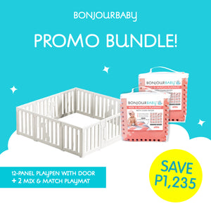 Bundle: 12-Panel Square Lagom Playpen & 2 Mix & Match Playmat