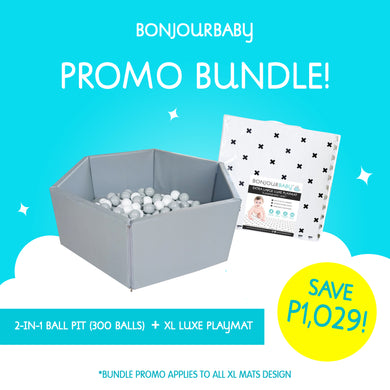 Bundle: Foldable Ball Pit (with 300 pcs free balls) & XL Luxe Playmat
